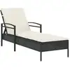 Image de vidaXL Chaise longue avec support Noir 63x200x81 cm Poly rotin