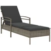 Image de vidaXL Chaise longue avec support Gris 63x200x81 cm Poly rotin