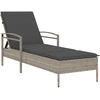 Image de vidaXL Chaise longue avec support gris clair 63x200x81 cm Poly rotin