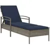 Image de vidaXL | Chaise longue | avec coussin Gris 63 x 200 x 81 cm en rotin synthétique