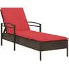 Image de vidaXL | Chaise longue | avec coussin Marron 63 x 200 x 81 cm Polyrotin