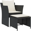Image de vidaXL Chaise de jardin avec tabouret de pied noir Poly rotin