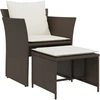 Image de vidaXL Chaise de jardin avec tabouret de pied Marron Poly rotin