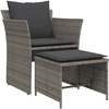 Image de vidaXL Chaise de jardin avec tabouret de pied Gris Poly rotin