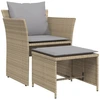 Image de vidaXL Chaise de jardin avec tabouret de pied Beige Poly Rattan