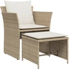 Image de vidaXL Chaise de jardin avec tabouret de pied Beige Poly Rattan