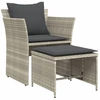 Image de vidaXL Chaise de jardin avec tabouret de pied gris clair Poly rotin