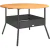 Image de vidaXL Table de jardin avec plateau en bois noir Ø110x71 cm Poly rotin
