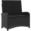 Image de vidaXL Banc de jardin Réglable avec coussins Noir Poly Rattan