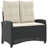 Image de vidaXL Banc de jardin Réglable avec coussins Noir Poly Rattan