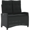 Image de vidaXL Banc de jardin Réglable avec coussins Noir Poly Rattan