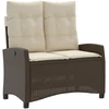 Image de vidaXL Banc de jardin Réglable avec coussins Marron Poly Rattan