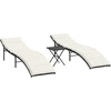Image de vidaXL Bains de soleil 2 pcs. avec table noir Poly rotin