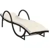 Image de vidaXL Chaise longue avec support Noir 60x199x42 cm Poly rotin