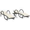 Image de vidaXL Bains de soleil 2 pcs. avec table noir Poly rotin