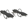 Image de vidaXL Bains de soleil 2 pcs. avec table Gris Poly Rattan