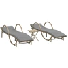 Image de vidaXL Bains de soleil 2 pcs. avec table beige Poly rotin