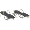 Image de vidaXL Bains de soleil 2 pcs. avec table gris clair Poly rotin
