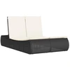 Image de vidaXL Bain de soleil double avec coussins noir Poly rotin