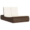 Image de vidaXL Bain de soleil double avec coussins Marron Poly Rattan