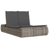 Image de vidaXL Bain de soleil double avec coussins Gris Poly rotin