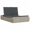 Image de vidaXL Bain de soleil double avec coussins gris clair Poly rotin