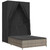 Image de vidaXL Bain de soleil double avec toit et rideaux Gris Poly Rattan