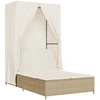Image de vidaXL Bain de soleil double avec toit et rideaux Beige Poly Rattan