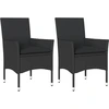 Image de vidaXL Chaises de jardin avec coussins 2 pcs. noir poly rotin