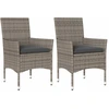 Image de vidaXL Chaises de jardin avec coussins 2 pcs. Gris Poly Rattan