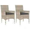 Image de vidaXL Chaises de jardin avec coussins 2 pcs. Gris clair Poly rotin