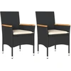 Image de vidaXL Chaises de jardin avec coussins 2 pcs. noir poly rotin