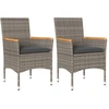 Image de vidaXL Chaises de jardin avec coussins 2 pcs. Gris Poly Rattan