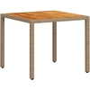 Image de vidaXL Table de jardin beige 90x90x75 cm Poly rotin acacia