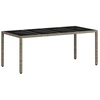 Image de vidaXL Table de jardin avec plateau en verre gris clair 190x90x75 cm Poly rotin