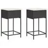 Image de vidaXL Tabouret de bar de jardin avec coussin 2 pcs. noir Poly rotin