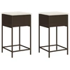 Image de vidaXL Tabouret de bar de jardin avec coussin 2 pcs. Marron Poly rotin