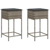 Image de vidaXL Tabouret de bar de jardin avec coussins 2 pcs. Gris Poly Rattan