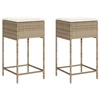 Image de vidaXL Tabouret de bar de jardin avec coussin 2 pcs. Beige Poly Rattan