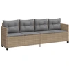 Image de vidaXL Chaise longue avec coussins Beige Poly Rattan