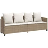 Image de vidaXL Chaise longue avec coussins Beige Poly Rattan