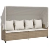 Image de vidaXL Chaise longue avec toit et coussins Beige Poly Rattan