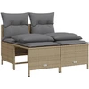 Image de vidaXL Ensemble de salon de jardin 4 pièces avec coussins Beige Poly Rattan