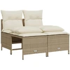 Image de vidaXL Ensemble de salon de jardin 4 pièces avec coussins Beige Poly Rattan
