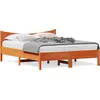Image de vidaXL Lit en bois massif, sans matelas, en pin brun ciré 160x200