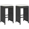 Image de vidaXL Tabouret de bar de jardin avec coussin 2 pcs. noir Poly rotin