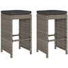 Image de vidaXL Tabouret de bar de jardin avec coussins 2 pcs. Gris Poly Rattan