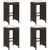 Image de vidaXL Tabouret de bar de jardin avec coussins 4 pcs. Marron Poly rotin
