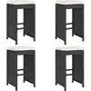 Image de vidaXL Tabouret de bar de jardin avec coussins 4 pcs. noir Poly rotin