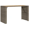 Image de vidaXL Table de bar de jardin avec plateau en bois gris 185x80x110 cm Polyrattan